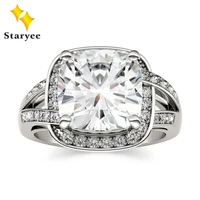 

Original Charles&Colvard Created 5CT Cushion Cut VVS DEF Moissanite Engagement Rings For Women 18k Solid White Gold Ring Jewelry