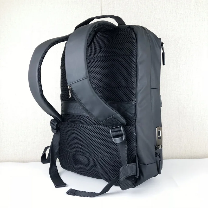 

Intelligent anti theft mylar jungle boys custom logo firedog smell proof bag zipper packaging bags lock Fingerprint backpack, Black bag