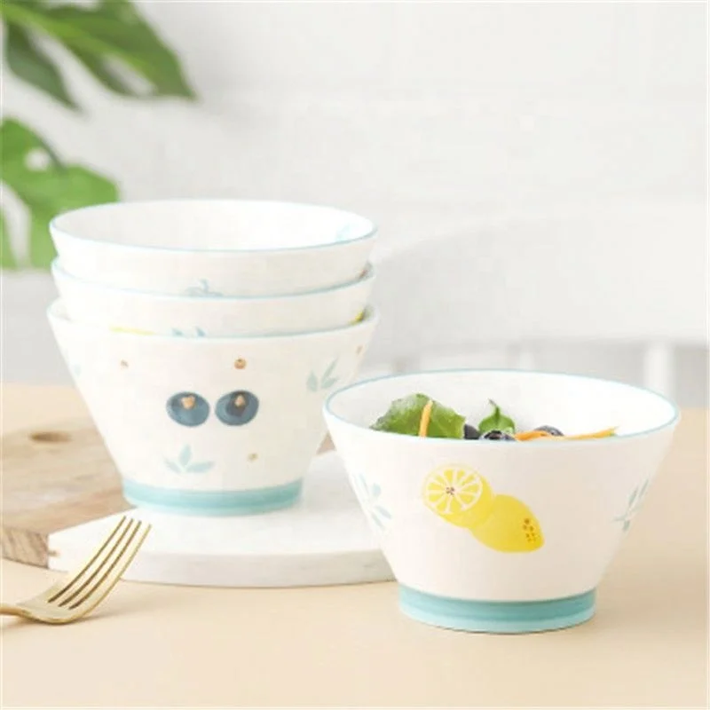 

Ceramic Stripe Fruit Printed Bowl, Yellow/green/blue/pink