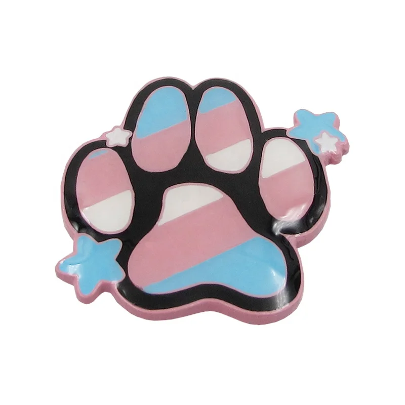 

Custom small girl gift kwaii Cute Light red and blue cat's paw Light red dyed soft enamel Lapel Pin, Pantone color