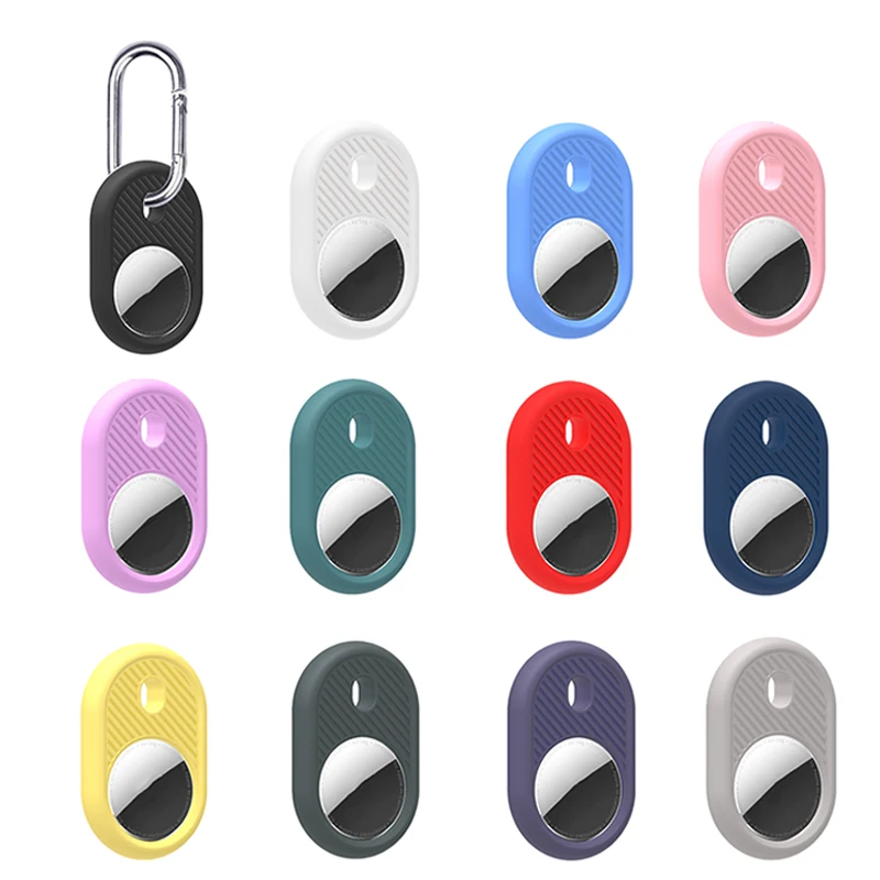 

BOORUI for airtag black for airtags loop silicone case for airtag accessories sustainable with metal hook, Black,white,sky blue,pink, purple,green,red,dark blue, etc.
