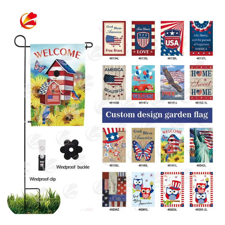 
Promotional 12x18 inches garden yard house home decorate USA US America garden flag set 
