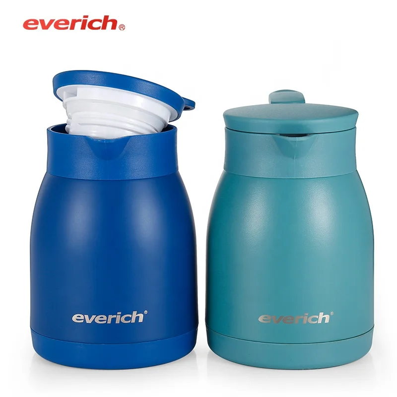 

Everich 2021 New Eco-friendly 600ml 800ml Insulated Thermos Coffee Pot Tea Pot Stainless Steel Double Wall One Touch Lid, Pantone color