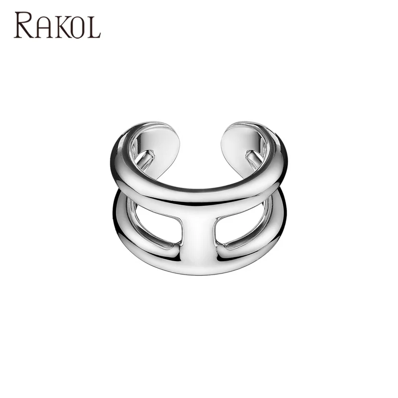 

RAKOL RP2213 Open Adjustable Ring Gold Color Brass Plated Ring Jewelry Accessories Women S925 Sterling Silver Finger Ring, As picture