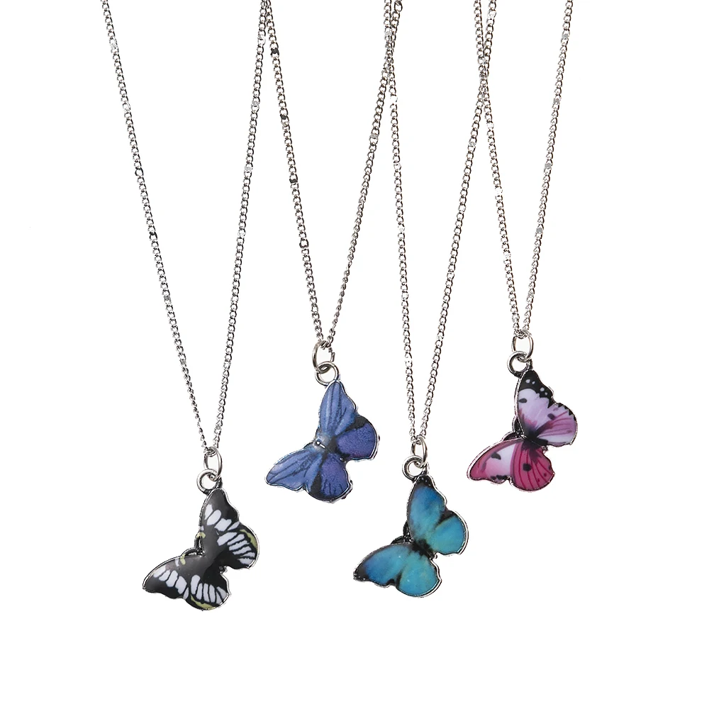 

Sweet Colorful Butterfly pendant Necklace Enamel craft link chain necklace for women jewelry gift