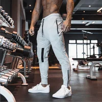 

2020 High street Reflective mens fitness gym joggers zipper sweat pant