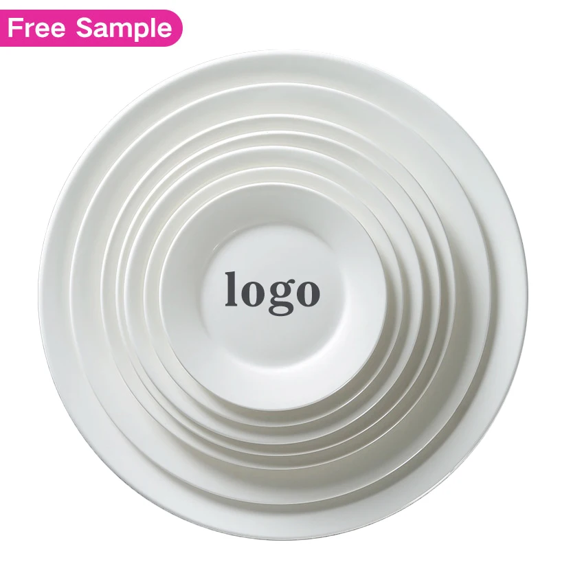 

Wholesale Custom Glazed Printing White Dish Dinner Plates Set Restaurant Ceramic Porcelain Plates
