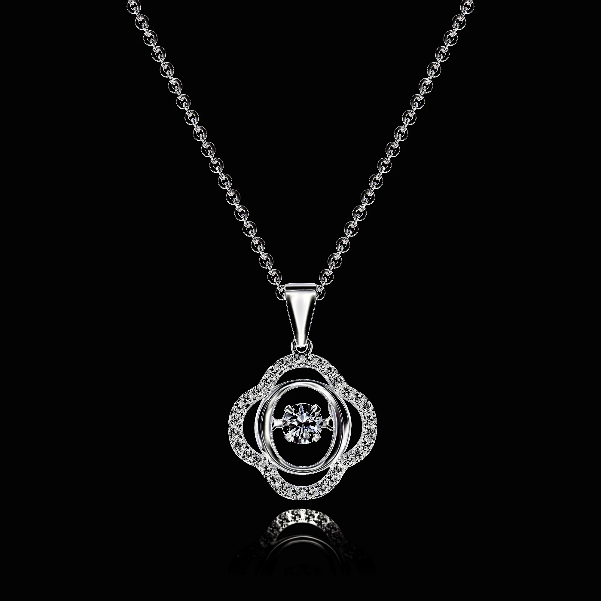 

Smart Jumping Crystal Color Necklace Delicate Beating Heart Clavicle Chain Necklace Women, Sterling Silver Jewelry Necklace
