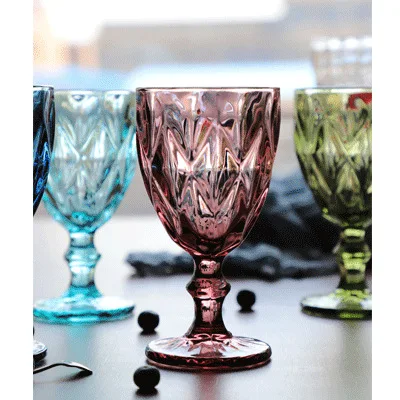 

Promotional Gifts Wedding Glassware Goblet Wine Glasses Champagne Glass Cup Wine Blue Goblet, Customized color acceptable