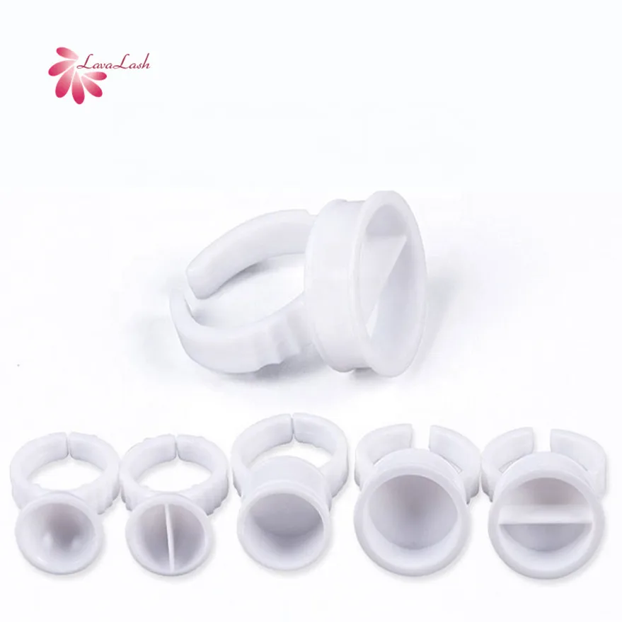 

Wholesale eyelash glue rings 100pcs/pack eyelash extension glue rings plastic disposable eyelash glue holder, White