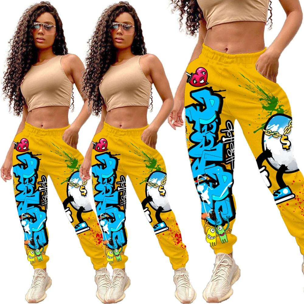 

YD-HY5187 New Style Fashion Solid Color Pants graffiti clothing ladies Harem Pants bottoms women sweat pants