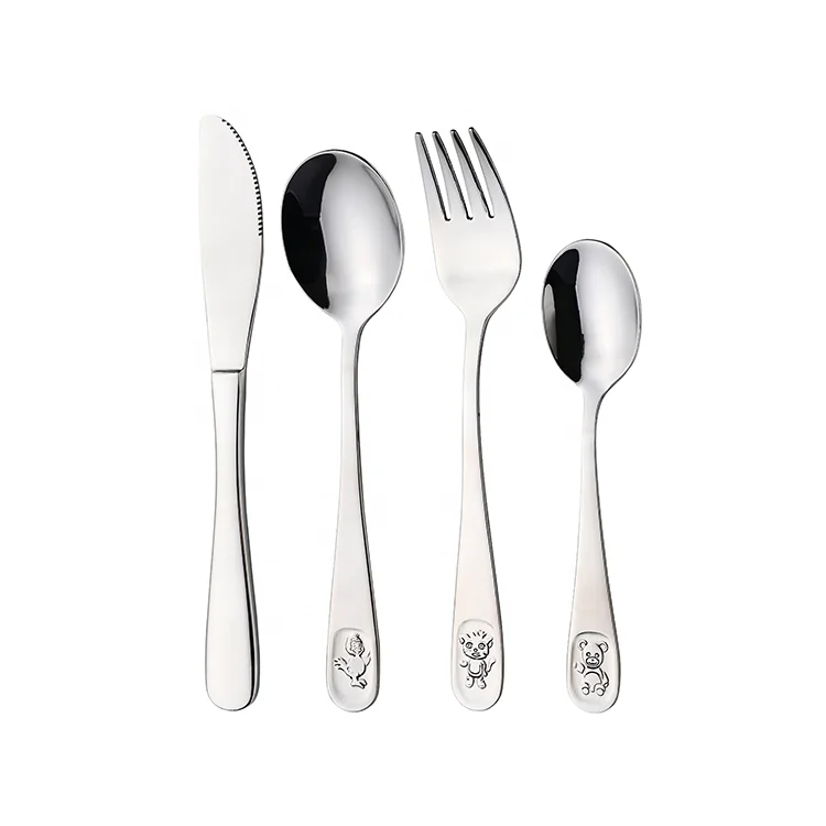 

Kids Metal Spoon Knife Fork Hot Sale Cartoon Children Stainless Steel Cutlery Set For Kids