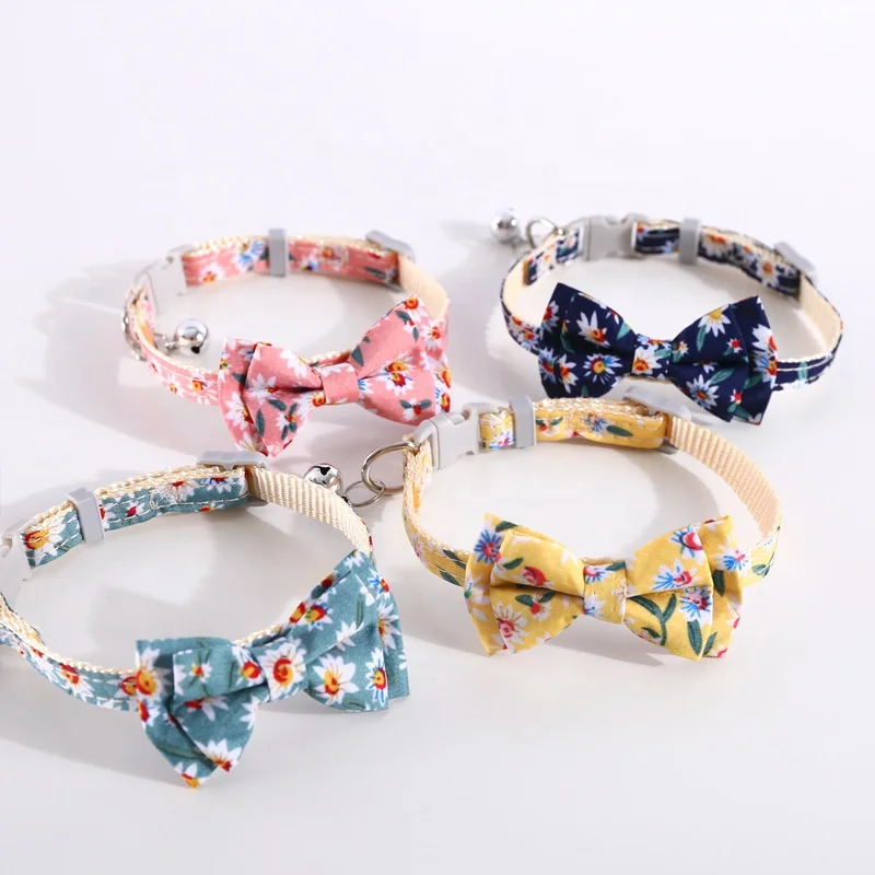 

2021 New Petshop Flore Flower Bowknot Nylon Safety Buckle Adjustable Pet Cat Dog Harness Collars Pets Accessories dog designer