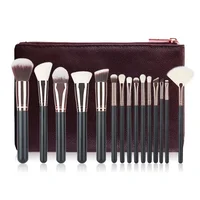 

Miyaup Best Selling Cosmetics Makeup Set 15pcs Custom Logo Makeup Brushes With Brown PU Bag Case Rose Gold Makeup Brush Kit