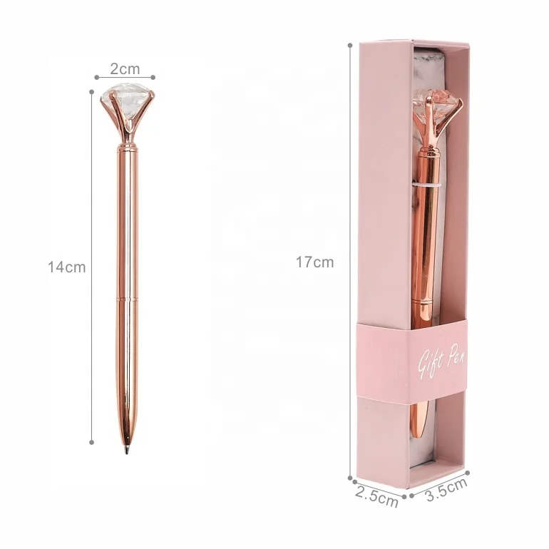 
2020 New Products Luxury Diamond Gift Pen Set, Custom Printing Metal Pen With Box For Girl 