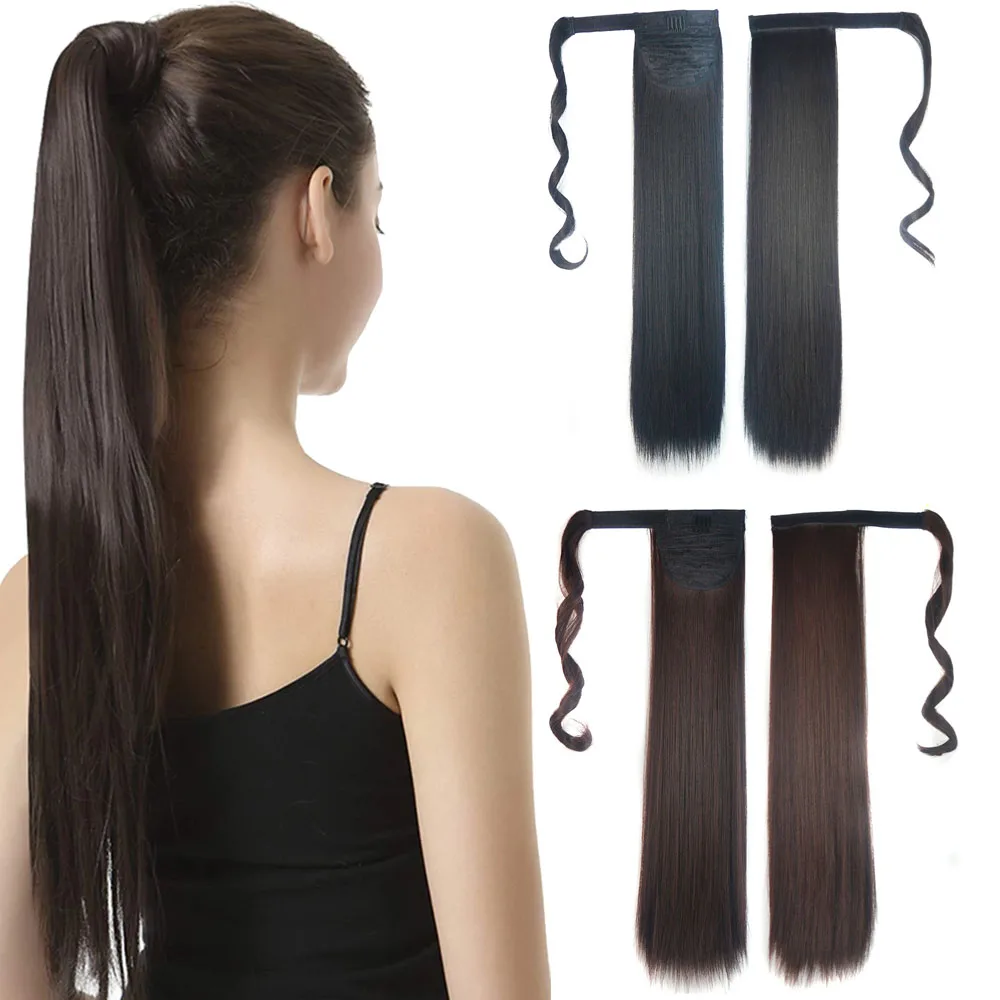 

Synthetic Long Straight Ponytail Extension Natural Hairpiece Headwear Wrap Around Ponytail Clip in Hair Extensions, All colors