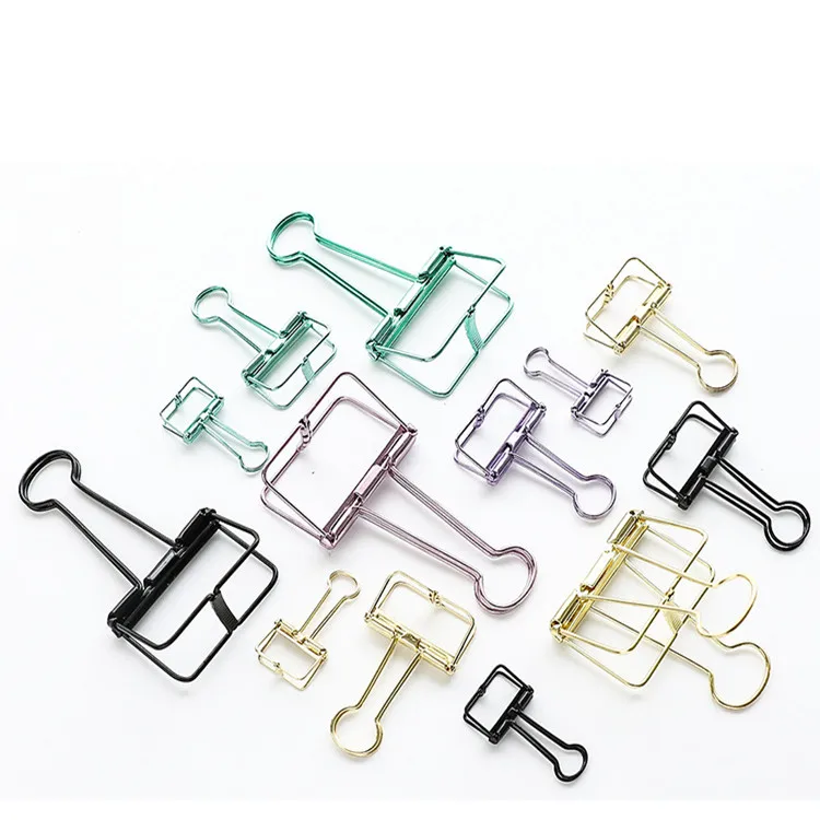 
Colorful Hollow Metal Paper Clip Phone Holder USB Cable Clip Binder Clip 