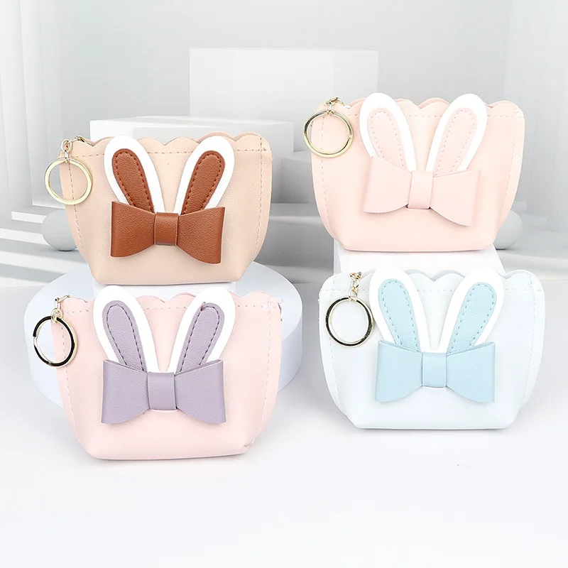 

2022 Fashion Cute Animal Pattern Keychain Coin Pouch Women Wallet Cosmetic Bag, As the picture