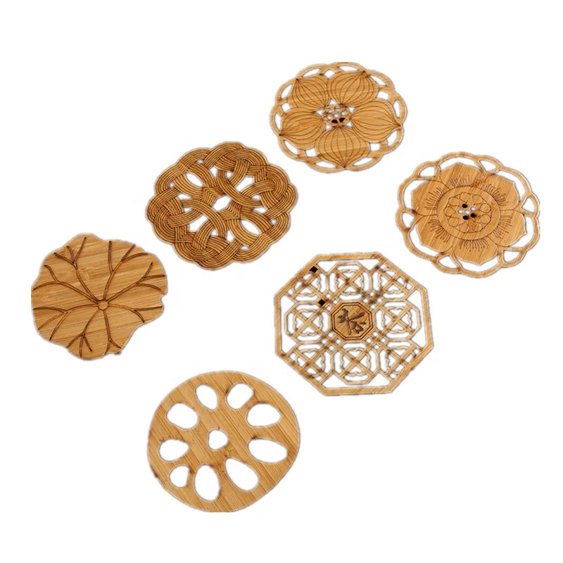 

Round Coaster Heat Insulation Eco Friendly Natural Teacup Pad Cup Mat Bamboo Coaster
