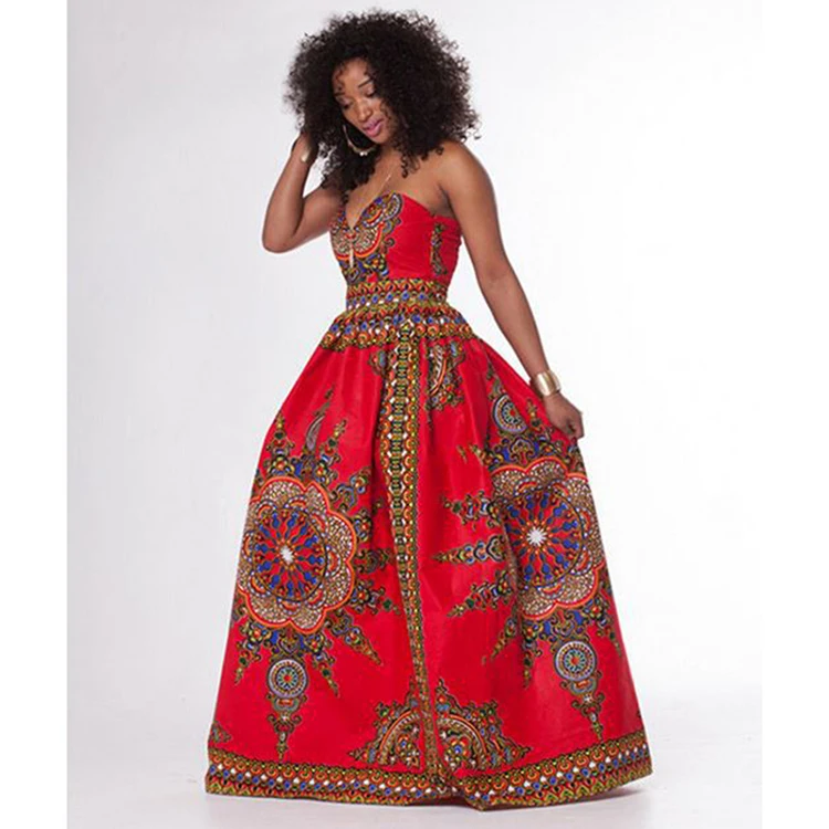 Amazon Supplier African Traditional Print Bridesmaid Kiteng Dresses ...