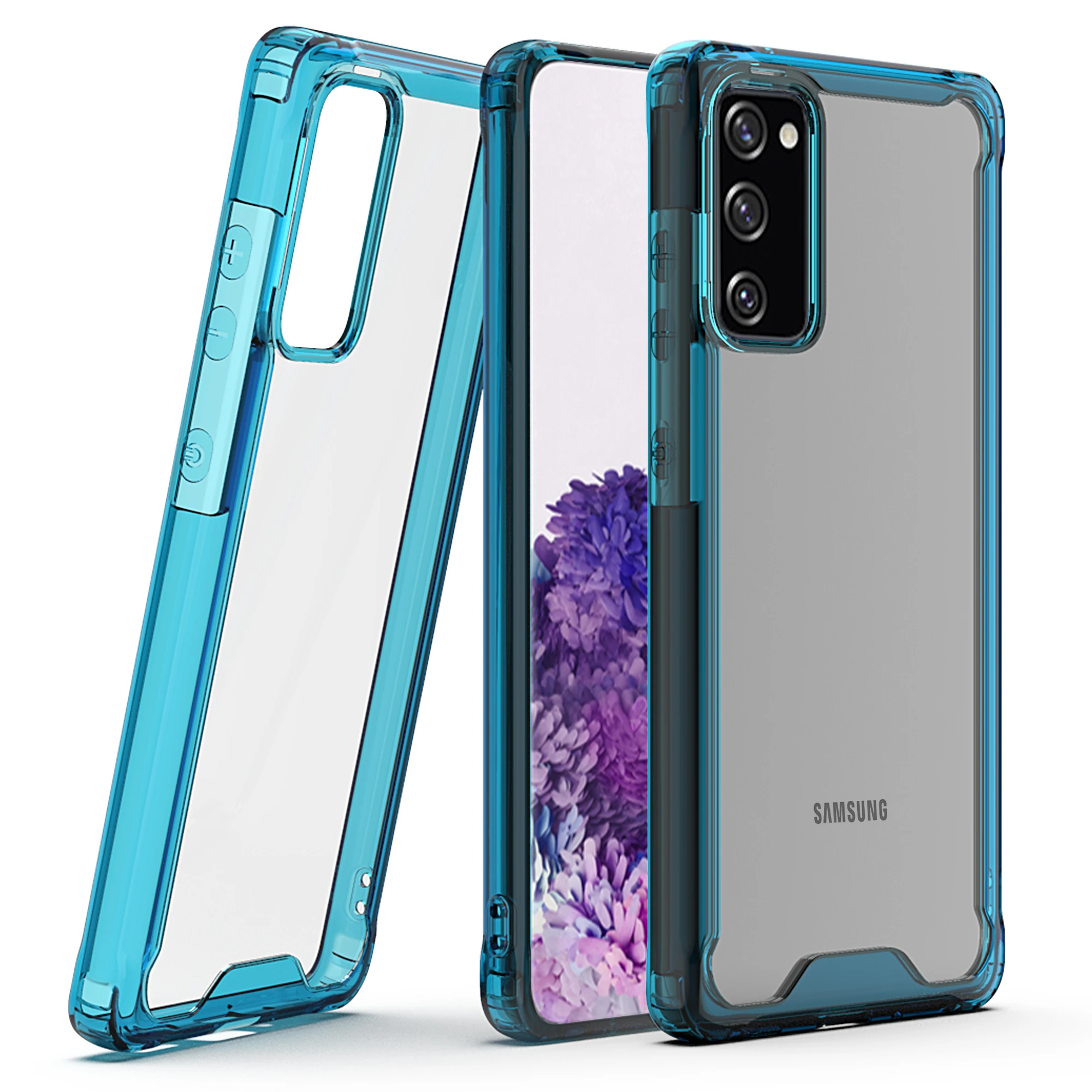 

Amazon Hot Sale Translucent Colorful Bumper Clear Acrylic Back Cover Inner Anti-fall Mobile Phone Case For Samsung S20 Fe 5G