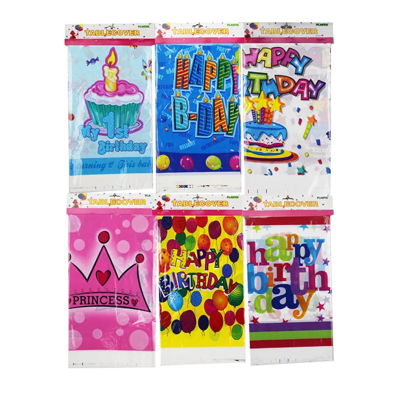 

Children's birthday party decoration supplies dress up printed rectangular disposable waterproof plastic tablecloth wholesale