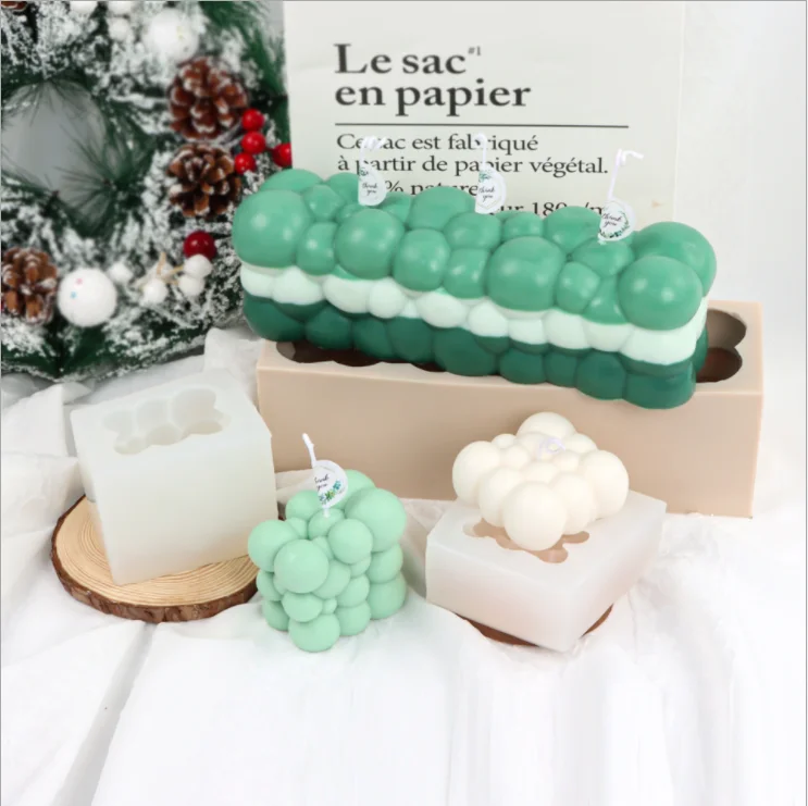 

European And American Style Long Bubble-shaped Cloud Cube Candle Aromatherapy Gypsum Mousse Cake Liquid Silicone Mold