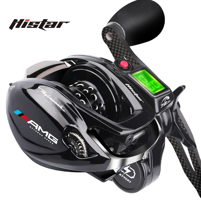 

HISTAR Long Casting 7.2:1 High Ratio 10kg Drag Power 9+1 BB Magnetic Braking AMG Backlight Digital LED Baitcasting Fishing Reel