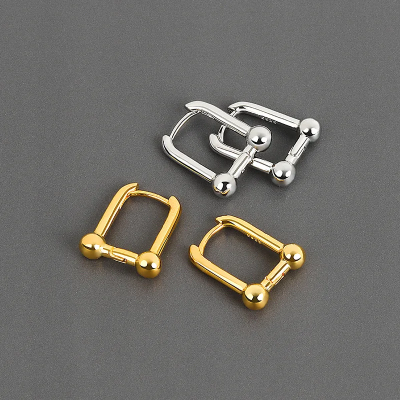 

European Simple Design 18k Real Gold Plating U Shaped Clip On Earrings S925 Stamp Vachette Clasp Hoop Earrings