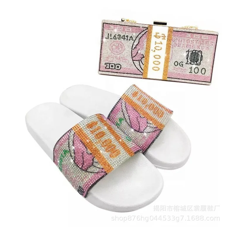 

Wholesale Party Wedding Dollar Bill Print Evening Bags Matching Bag And Shoe Set