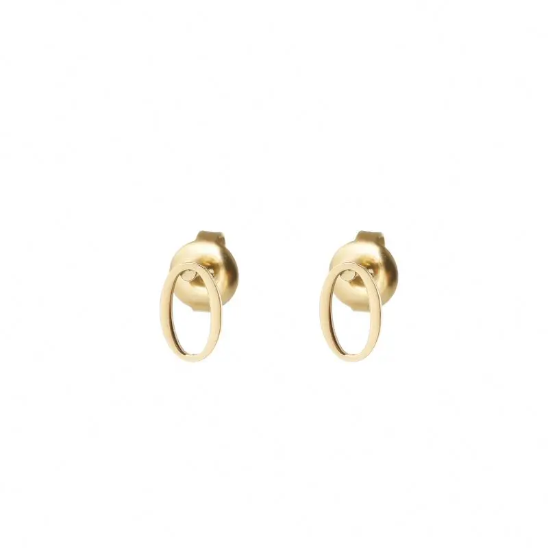

Latest Design Hot Sale Women's Cute Jewelry 14K Gold Plated Stainless Steel O Shaped Stud Earring