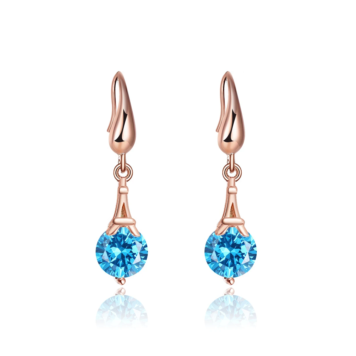 

RINNTIN SWE01 New Arrivals arete Jewellery for Women 925 Sterling Silver Rose Gold Plated Blue Crystal Earrings