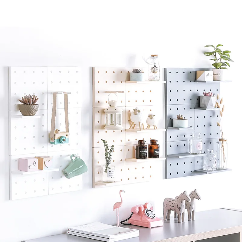 

Plastic hole plate storage rack DIY wall shelf bedroom living room hanging wall shelf
