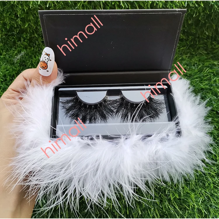 

Luxury Lashesbox Custom Logo Lashbox Packaging Magnetic Black Lash Cases Bling Lash Boxes Fluffy Mink 25 mm Eyelash Packaging