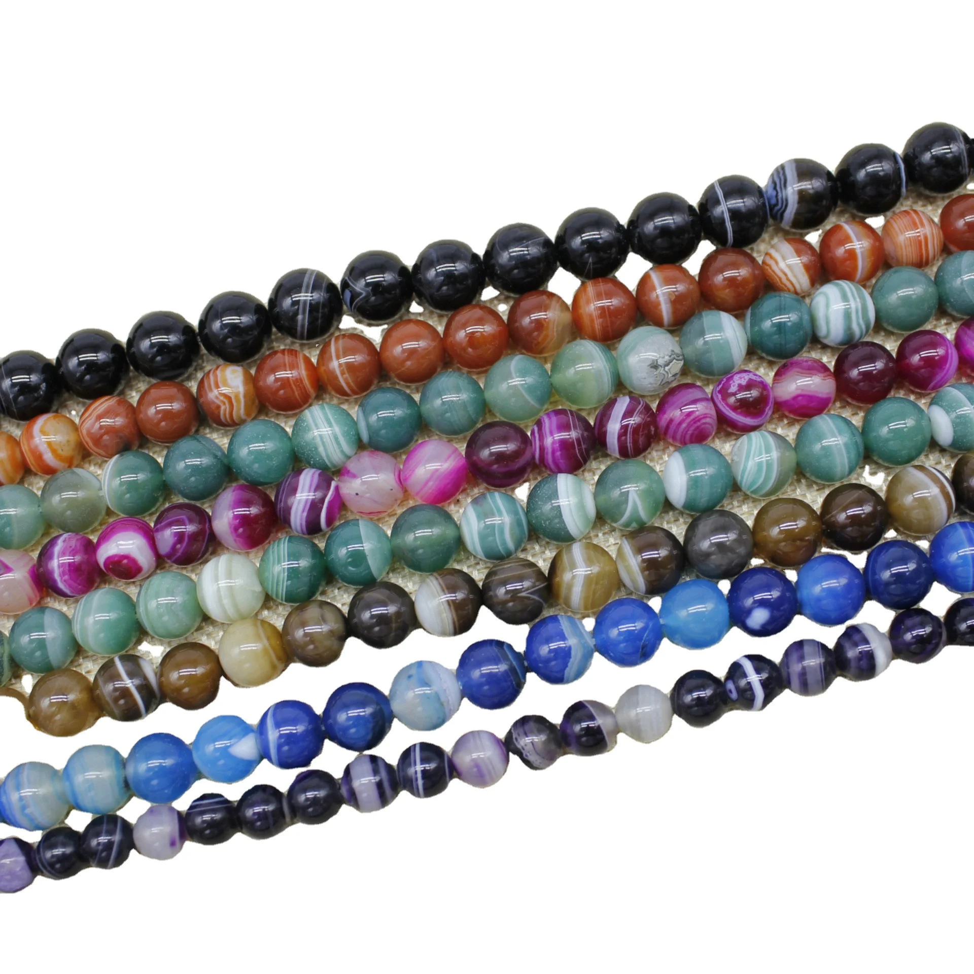 

XUQIAN Ins Hot Sale Circular Stripe Lines Agate Stone Scattered Beads DIY Necklace Bracelet Accessories
