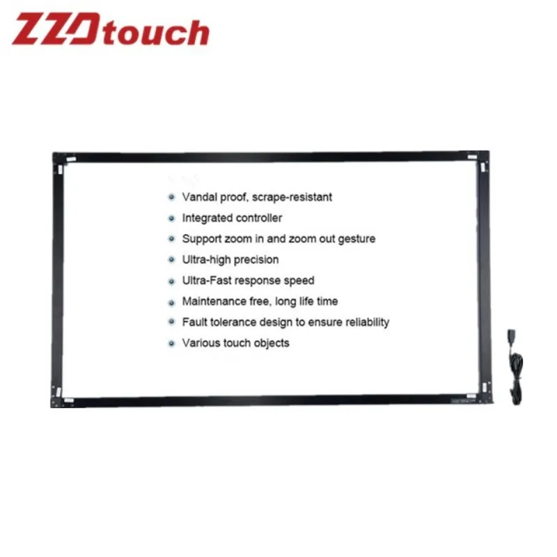 

ZZDtouch 86 inch 10 points touch dustproof IR infrared multi touch screen frame for monitor tv, Black