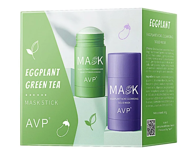 

Green tea eggplant mask solid mask deep cleansing mask moisturizing mud acne oil control, White color