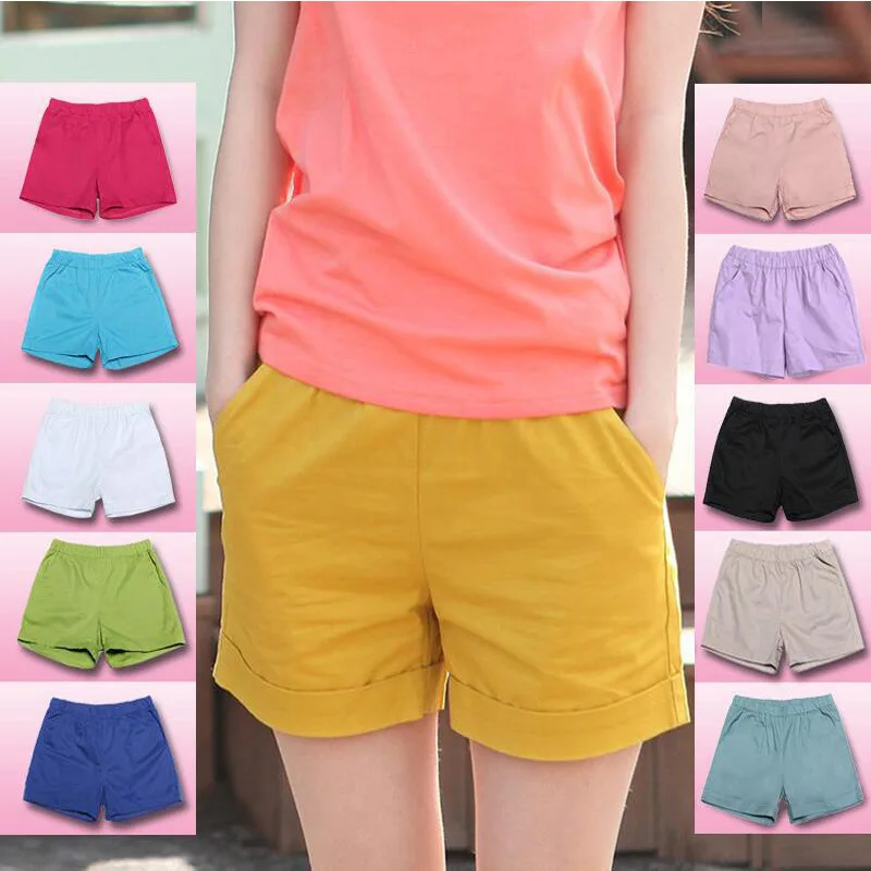 

10%OFF S-4XL Candy color shorts women's summer beach shorts plus size loose wide leg home hot pants shorts cotton leggings