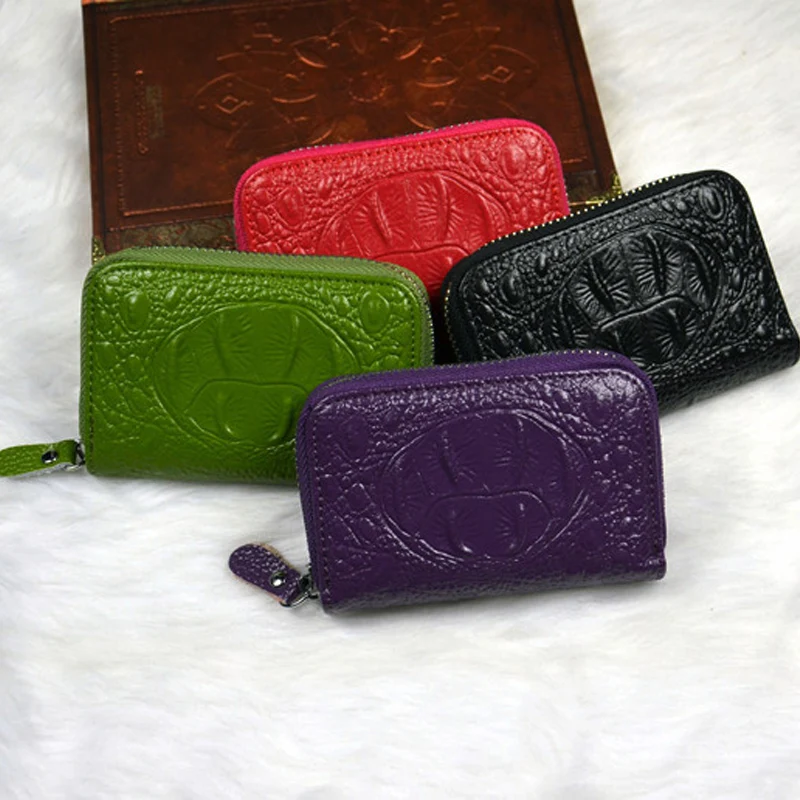 

1 pc Men Business Card Holder Genuine Leather Credit Card Holder Women Zipper Pocket Unisex Card Case Zipper Coin Purse