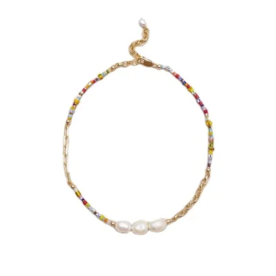 

Fashion Design jewellry women pearl pendant choker colorful beaded necklace, As picture