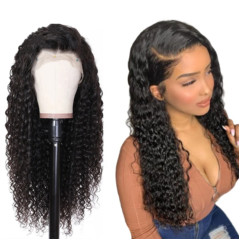 

ISEE Unprocessed 13x4 Virgin Vendors Extension Jewish Woman Naturally African Human Hair Brazilian Deep Curly Lace Front Wig