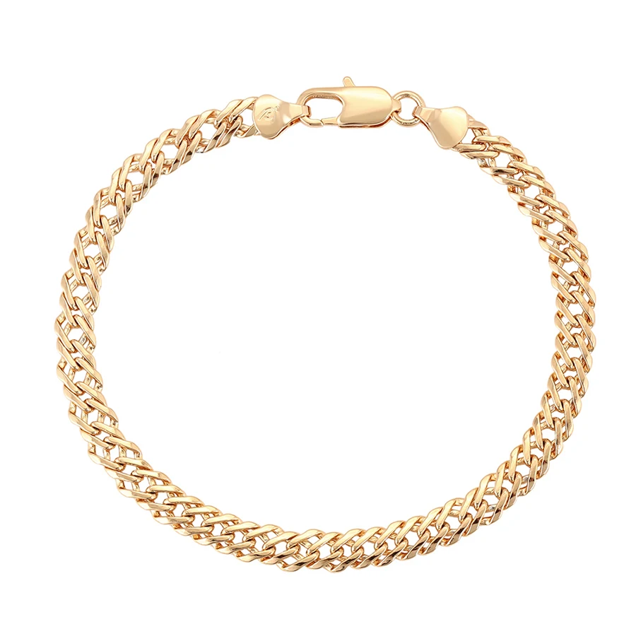 

76573 Xuping bracciali uomo jewelry material para bisuteria pulseras de oro gold color flat chain bracelet for men