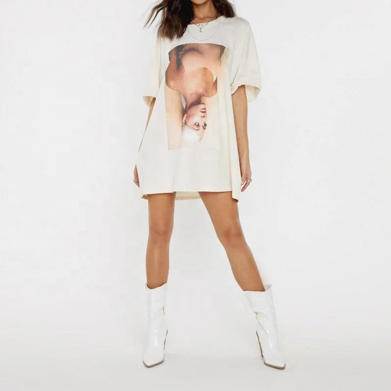 

Wholesale T-Shirt Women 100% Cotton Printed T Shirts For Woman Oversized Graphic tshirt dress