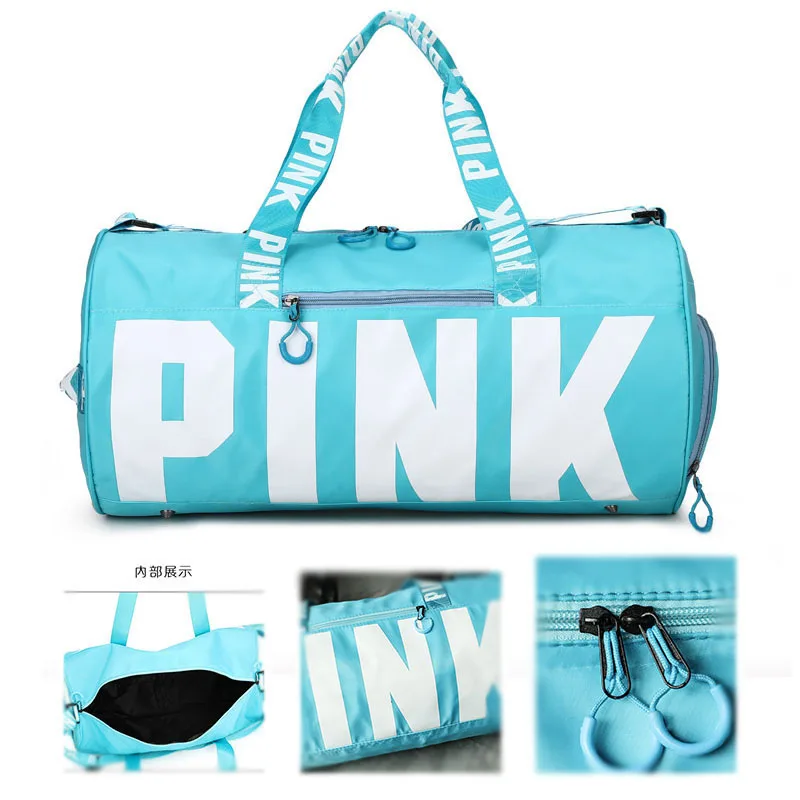 

Custom Logo Yoga Gym Bag Duffle Bag Large Capacity Letter Pink Sports Travel Bag