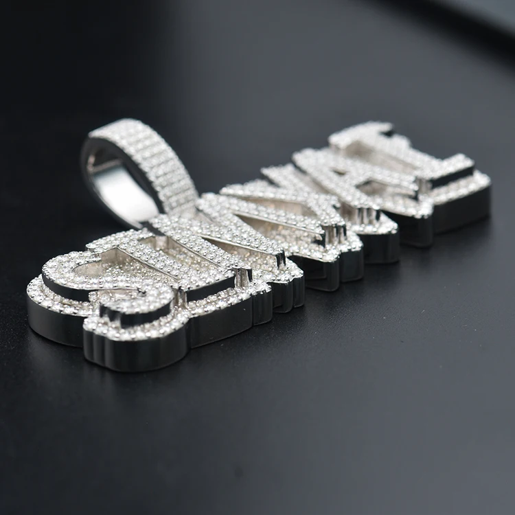 

Customized high-quality luxury Hip Hop Iced out S925 Silver 10k 14k 18k Gold Moissanite Diamond Rapper Letter Name Pendant