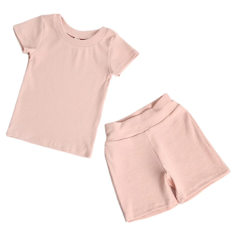 

2019 new design summer wholesale Kids Pajama Sets 100% Cotton Children Sleepwear Fashion Kids Pyjamas Wholesale pajamas kids, White pink light blue gray