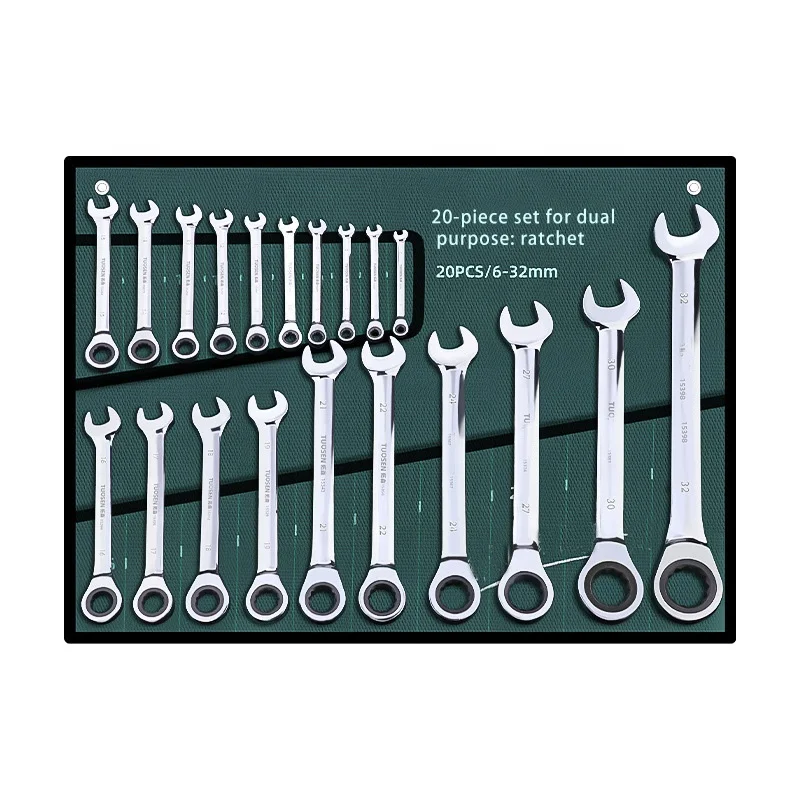 

NEOBRISKEN Ratchet wrench set plum blossom open end two end wrench set auto repair tool set