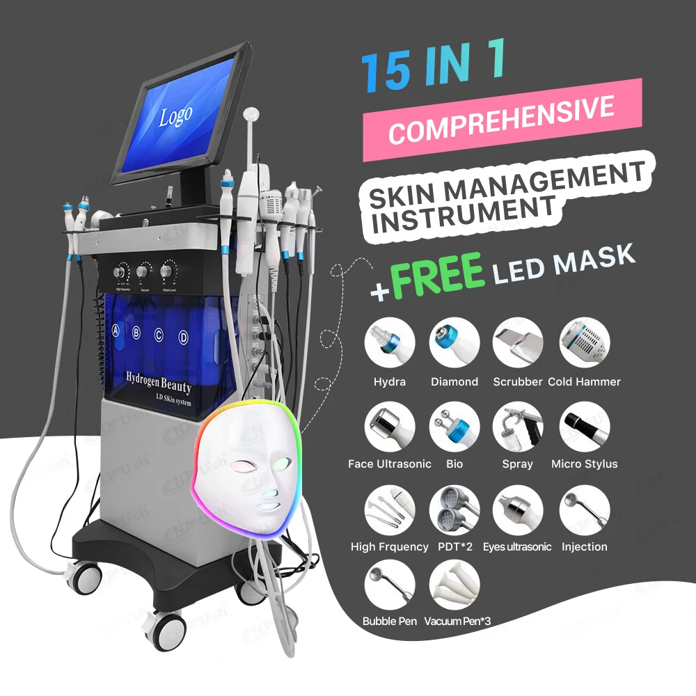 

Hot sale high frequency 14 in 1 hydra skin facial machine