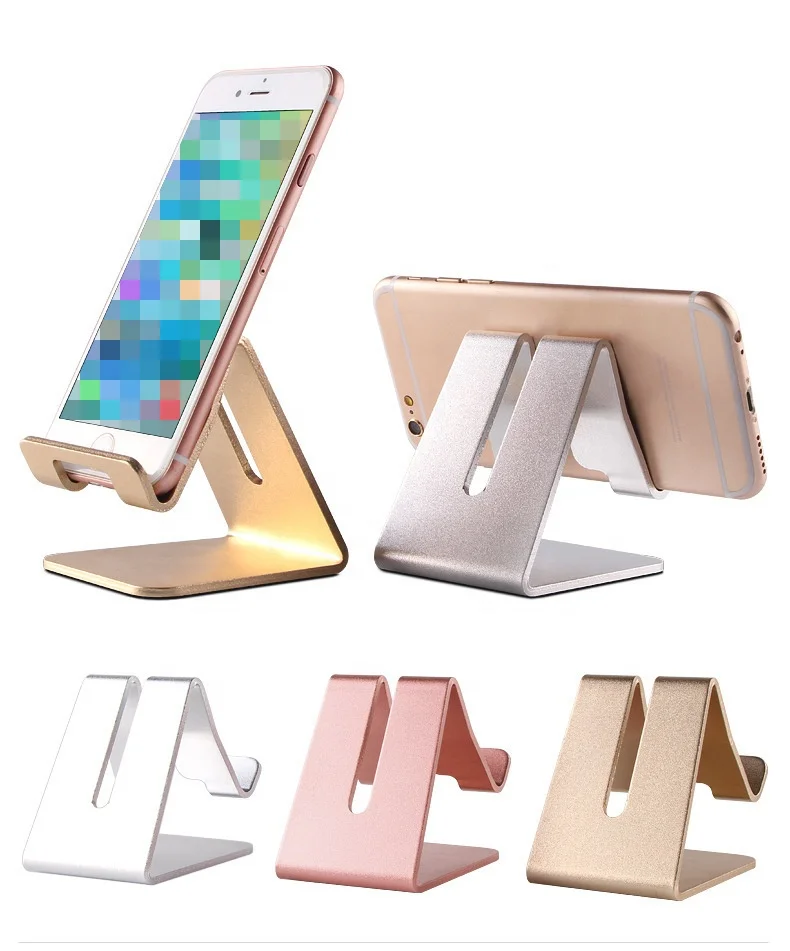 

Aluminum Cell Phone Desk Stand Holder Desktop Solid Portable Universal Desk Stand for Mobile Phone Tablet Display Stand, Gold,silver,rose gold