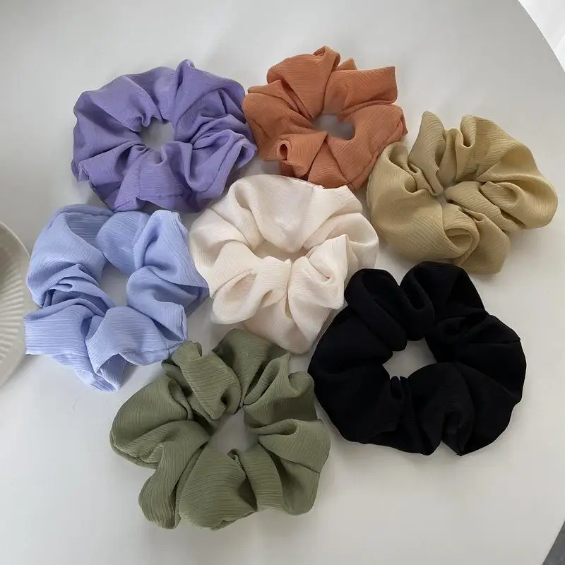 

Sweet Solid Color Soft Fabric Hair Ties Ponytail Holder Wholesale Factory Price Hair Scrunchies